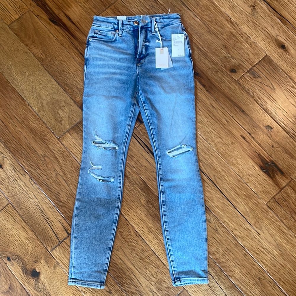 Good American lightly destroyed skinny jeans